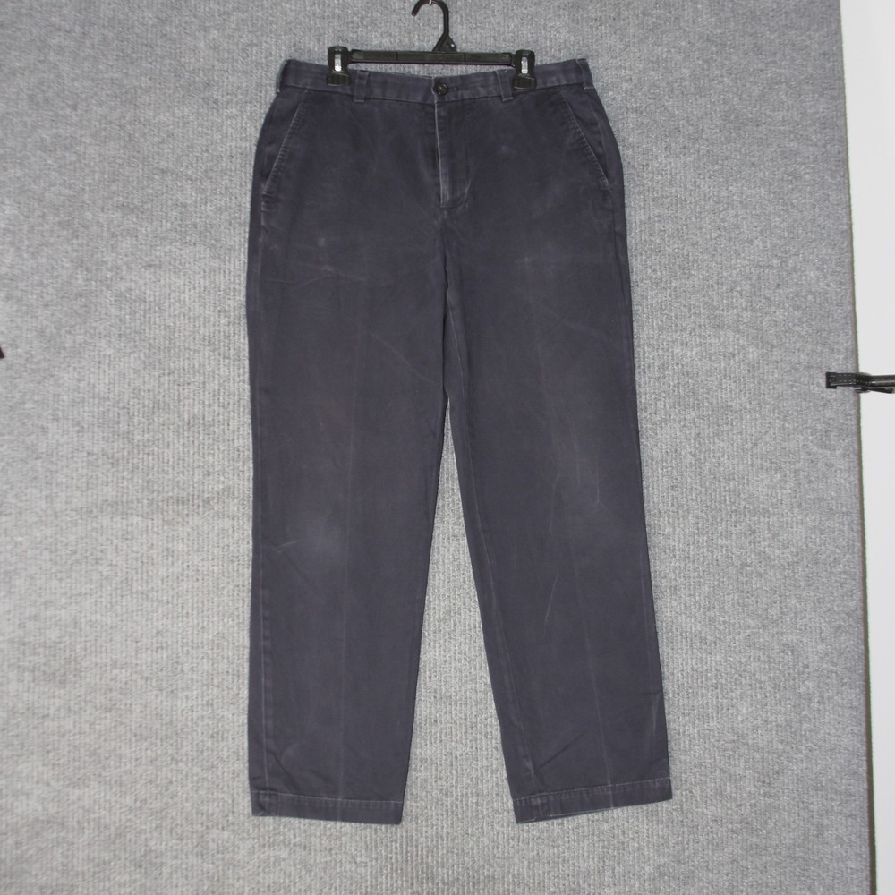 Brooks Brothers Clark Chinos Mens 35x31 Navy Blue Cotton Pants Flat Front